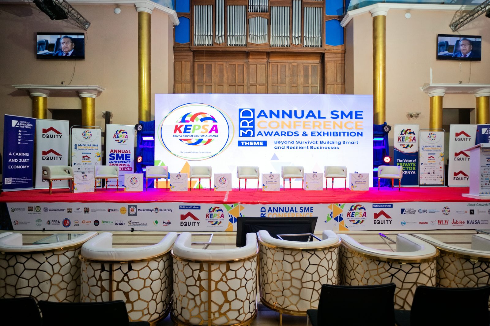 Main stage of the 3rd Annual KEPSA SME Conference in Nairobi with the theme Beyond Survival: Building Smart and Resilient Businesses